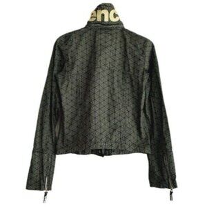 BENCH BBQ Cotton Light Jacket Full Zip w/ Hoodie Geo Pattern Black & Green Sz S